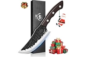 TIJERAS Viking Chef Knife, Camping Kitchen Grill Knife for Outdoor Camping BBQ Cooking, 6 Inch Hand Forged Japanese Knives for Meet Cutting, Birthday Christmas Gifts for Men Women