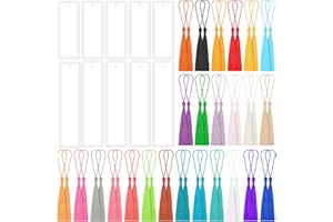 Caffox Bookmark Mold Kit with 100pcs Tassels and 10pcs Silicone Molds for Epoxy Resin Casting