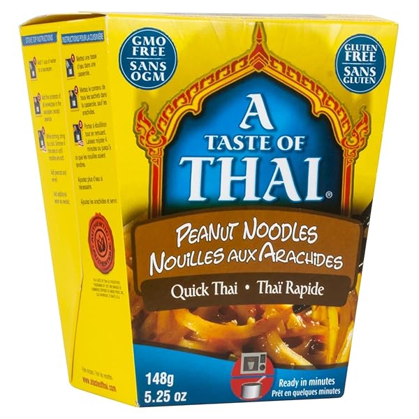 A TASTE OF THAI PEANUT NOODLES – 5.25OZ SINGLE PACK HEAT & EAT INSTANT NOODLES FLAVORED WITH CLASSIC THAI SAUCE | GLUTEN-FREE | IDEAL VEGAN MEAL | PERFECT SIDE FOR CHICKEN FISH & MEAT ENTREES
