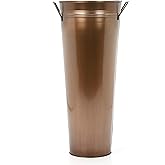 Hosley Antique Bronze French Bucket Vase with Handles 6" Dia x 15" H, Perfect for Weddings, Parties, Country Picnics, Floral Arrangements, Tableware Storage, or Candle Gardens - Rustic Farmhouse Décor