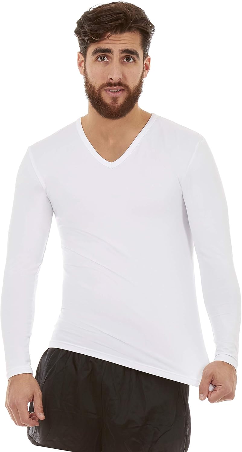 Thermajohn Mens Ultra Soft V-Neck Thermal Underwear Shirt - Fleece Lined Long Sleeve Underwear Long Johns T Shirt at  Men’s Clothing store
