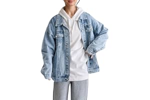 LifeShe Oversized Denim Jacket Women Boyfriend Jean Jacket Trendy Loose Shacket Fall Trucker Coats