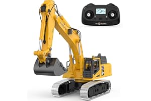 kolegend Hobby Metal Mini RC Excavator for Adults, Remote Control Construction Model with Leadscrew Digging System, 2 Batteries & Carry Case Included