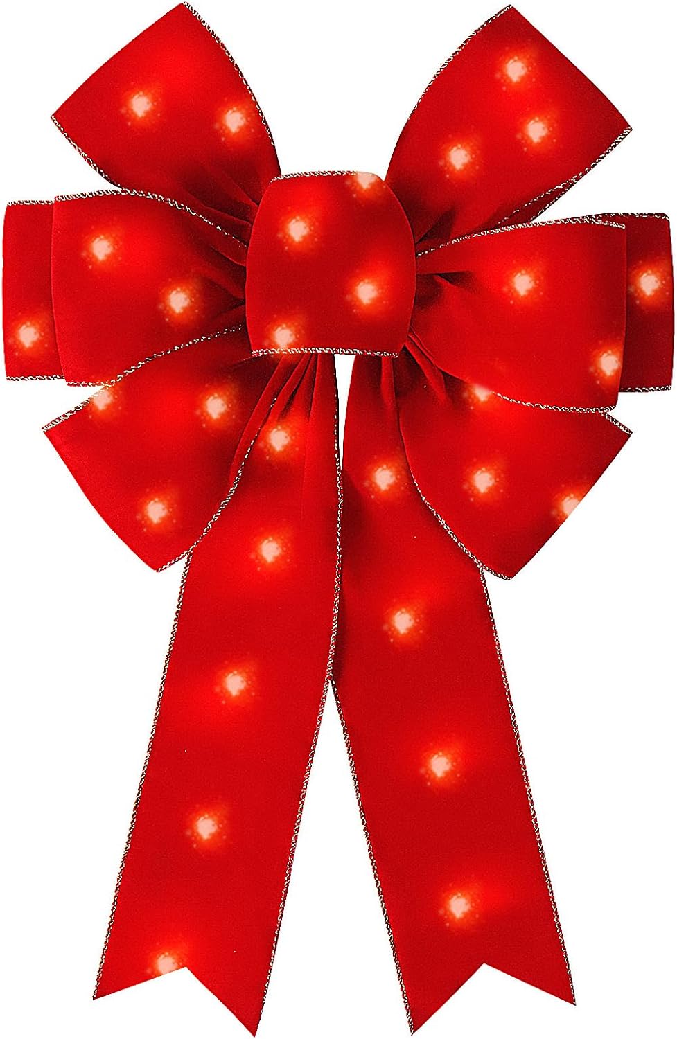 Bows & Ribbons - LED Red Bows Christmas Decorations Large Wired Velvet Bow with LED Lights for Wreaths Outdoor, Tree Topper, Homen, Outside (16 * 24 inch)