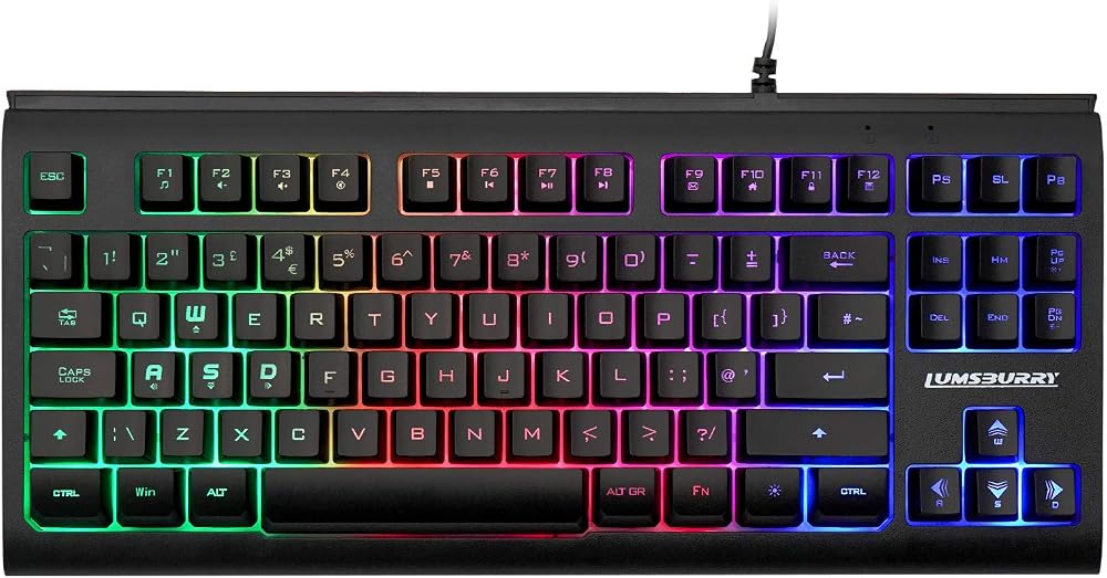 Lumsburry 88-key UK Layout Compact Wired Keyboard RGB Backlit 12 Shortcuts