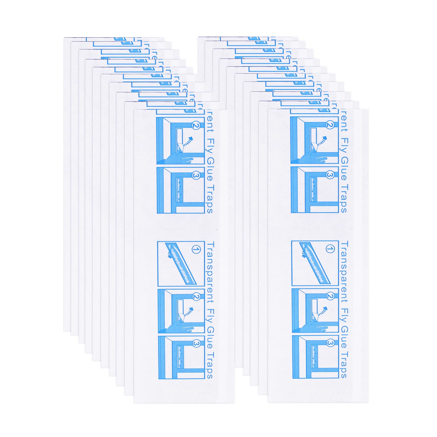 TOYMIS 20pcs Fly Catcher Sticky Strip, Clear Fly Paper Strips Window Fly Trap Stickers for Windows Home School Restaurant Fruit Shop Farm