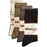 DAUCO 4 Pairs Natural 98% Cotton Socks for Women & Men Crew Seamless Cozy Fall Socks Breathable Unisex Slouchy Socks