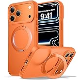 Zuoderri for iPhone 17 Pro Case with Stand Orange, Fits MagSafe Ring, Military-Grade Drop Protection, Build in Kickstand,Slim Matte Finish Shockproof Phone Cover 6.3"