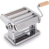 Imperia Titania Pasta Maker- Machine is 100% Made in Italy- Heavy Duty Steel Construction, Manual Roller with Wooden Handle- Cutter for Lasanga, Fettucine &amp; More- Make Fresh Homemade Italian Noodles