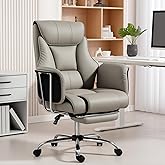 HOMCOM Office Chair, Overstuffed Reclining Desk Chair with High Back, PU Leather, Footrest, Thick Cushion, Built-in Lumbar Su