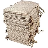 Hapdoo Lot of 100 Burlap Bags with Drawstring Gift Bags Jewelry Pouches Sacks for Wedding Party and DIY Craft, 5 x 3.5 Inches…