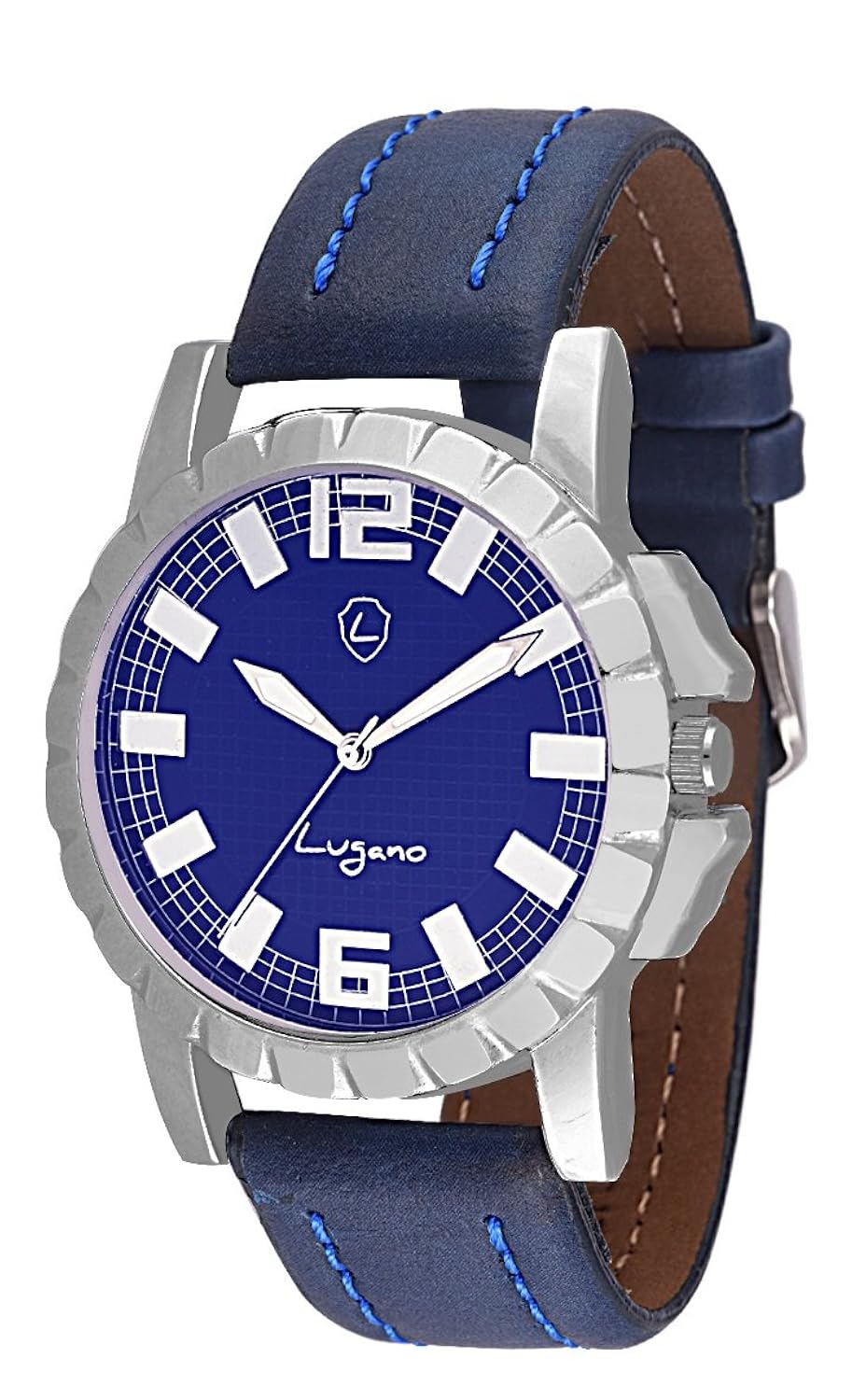 lugano analog blue dial men's watch- lg 1006