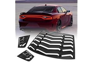 V-SEK Rear & Size Window Louver Compatible with Dodge Charger 2011-2023 SXT GT R/T Scat Pack SRT Hellcat Widebody Redeye Daytona Windshield Sun Shade Cover in GT Lambo Style ABS Matte Black