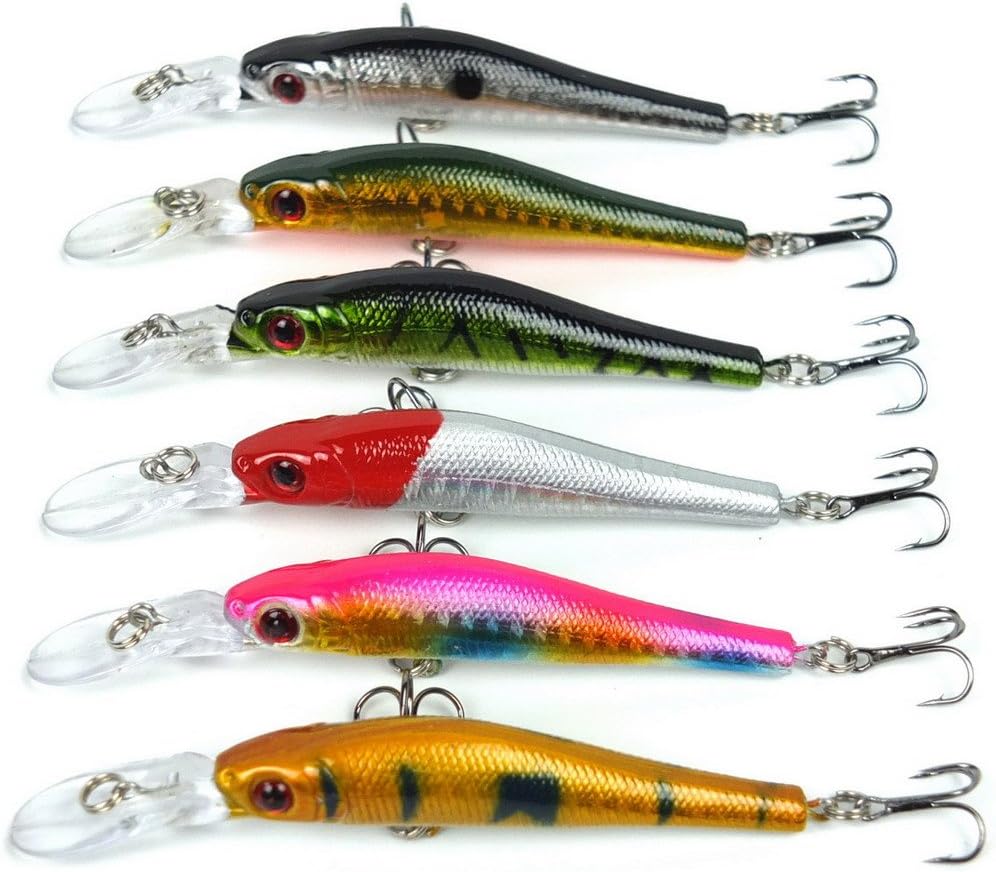 Aorace 6pcs/lot 9cm 7g Minnow Fishing Lures Hard Fishing Fake Bait Scales Hot Sell New Arrival For Lure