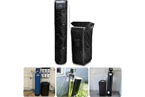Bitubi 2Pcs Water Softener Cover, Outdoor Softener Tank/Filter Cover + Brine Tank Cover,Upgraded Top with Adjustable Transparent PVC Window, All Weather Protection, Black