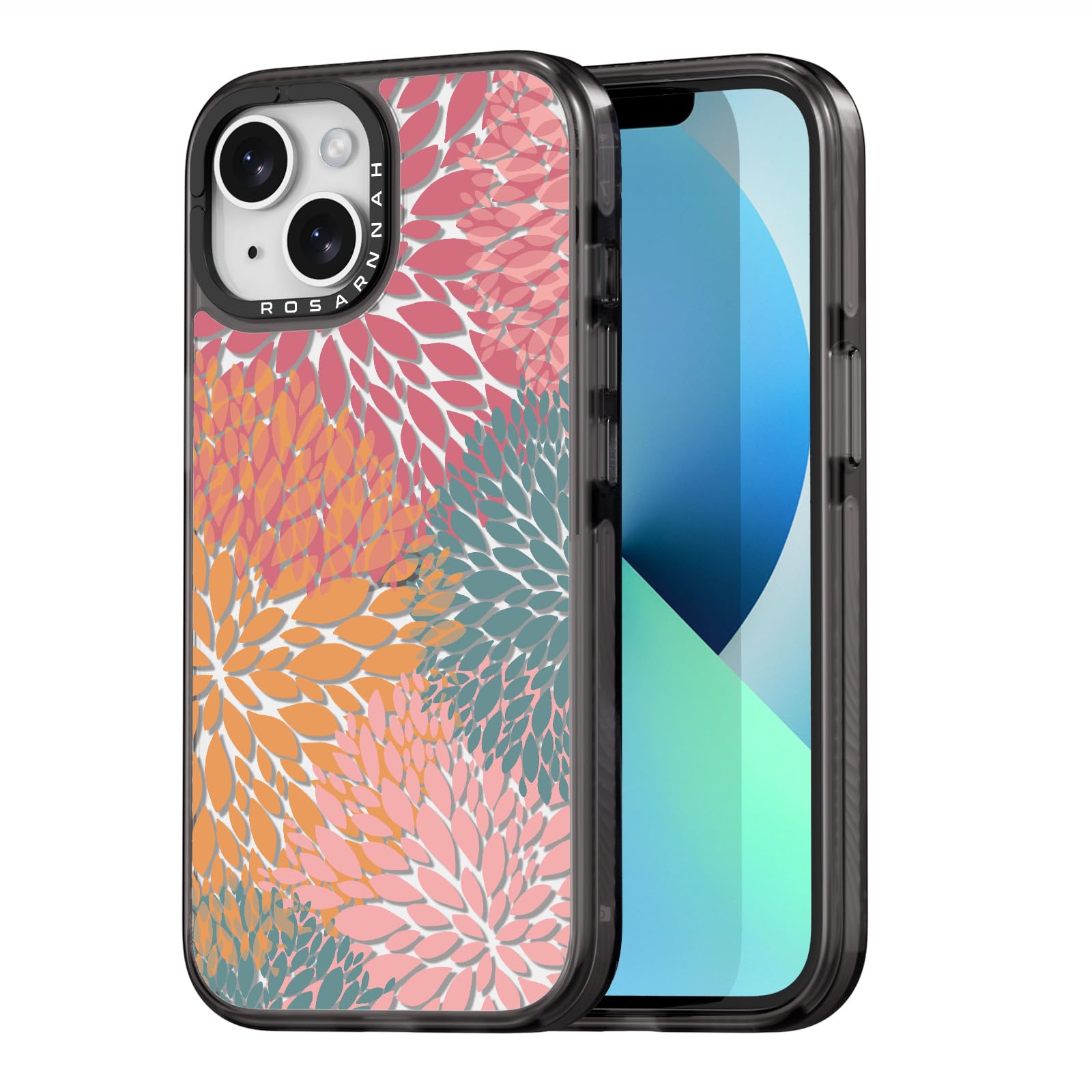 Rosarnnah Compatible for iPhone 13 Case Cute - Durable Shockproof 6.6 ft Drop Impact Phone Case - Midsummer Design for iPhone 13 6.1" Black