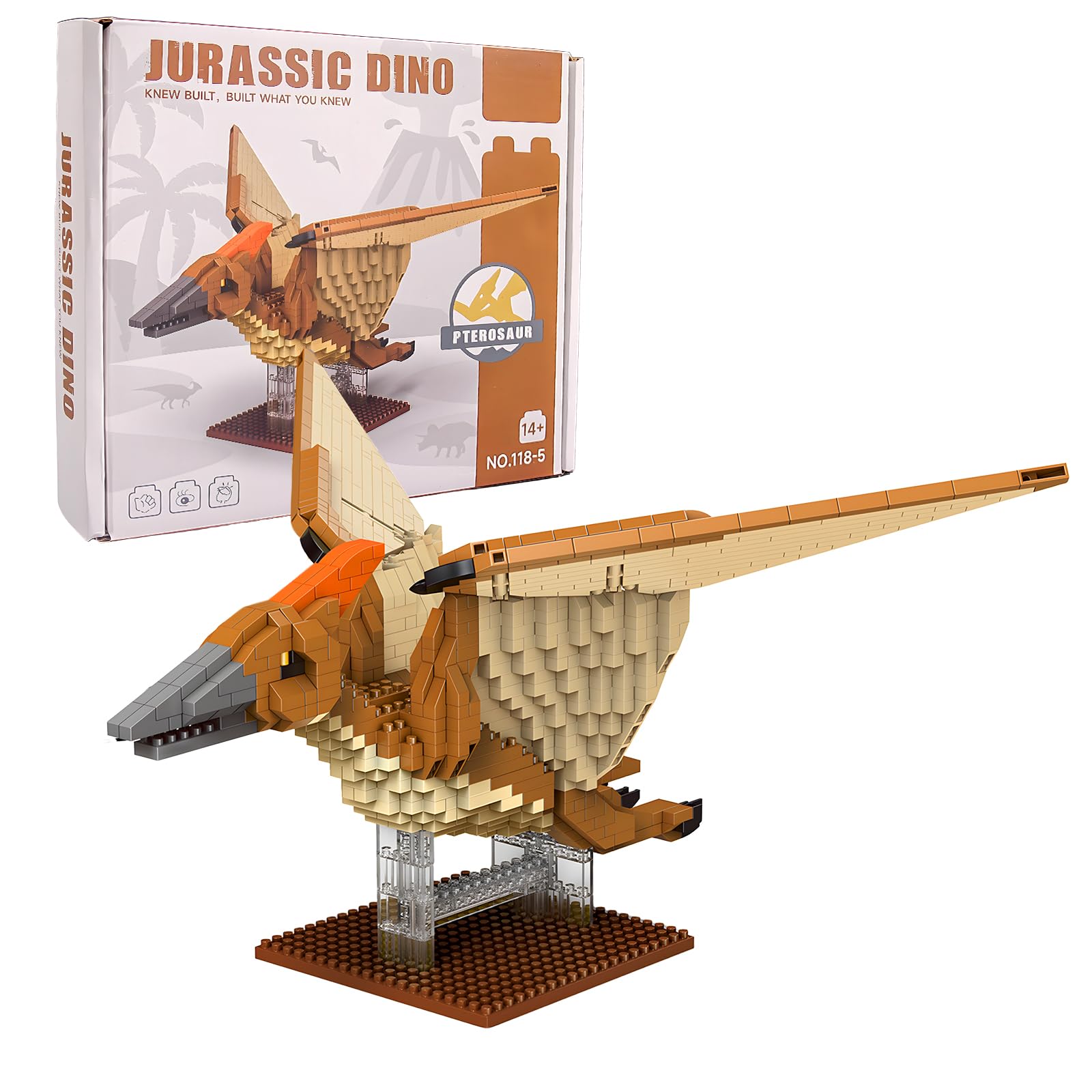 outtshop Dinosaur Pterosaur Building Toy Set, 870 Pcs Dinosaur Mini Blocks Toy, Creative Building Ideas for Boys and Adults