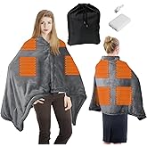 KADORVA Portable Battery Powered Heated Blanket with USB Power Bank – Electric Wearable Throw Shawl, 3 Heat Levels, Fast Heating Cordless Blanket for Camping, Travel, Office or Outdoor Activities