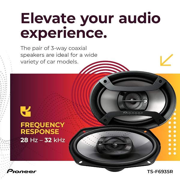 PIONEER TS-F6935R 3-WAY COAXIAL CAR AUDIO SPEAKERS – 6″ X 9″ PASSIVE CAR SPEAKERS (PAIR), 230 W MAX POWER, BLACK AND SILVER