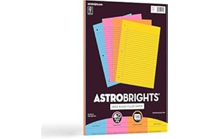 Astrobrights® Filler Paper, 8" x 10 1/2", Wide Ruled, 20 Lb, FSC® Certified, Assorted Colors, Pack Of 100 Sheets