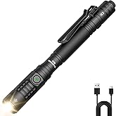 TUOWEE EDC Tactical Flashlight Rechargeable,Dual Modes 1200 High Lumens Pen Flashlight, Dual Switch Pocket LED Flashlight, Super Bright Small Flash Light for Emergency, Camping, Home