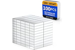 SRENMSMT Powerful Neodymium Bar Magnets, 100 Pack Rare Earth Magnets, Heavy Duty Magnet, Rectangular Magnets, Small Magnet Strong for Fridge, DIY, Garage, Kitchen, Science, Craft, Office-10x5x2mm