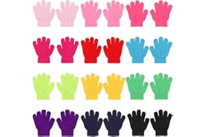 QKURT 12 Packs Winter Magic Gloves for Kids,Full Fingers Winter Stretch Gloves