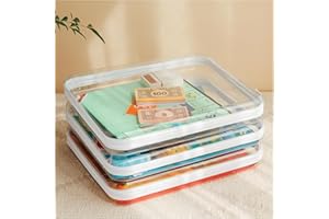 CoiiJoii Board Game Storage,Extra Large Clear Hard Shell Case with Zipper, 3 Packs Board Game Organizer and Storage for Games Puzzle Magazine A4 Paper Craft Hobby Art Supplies