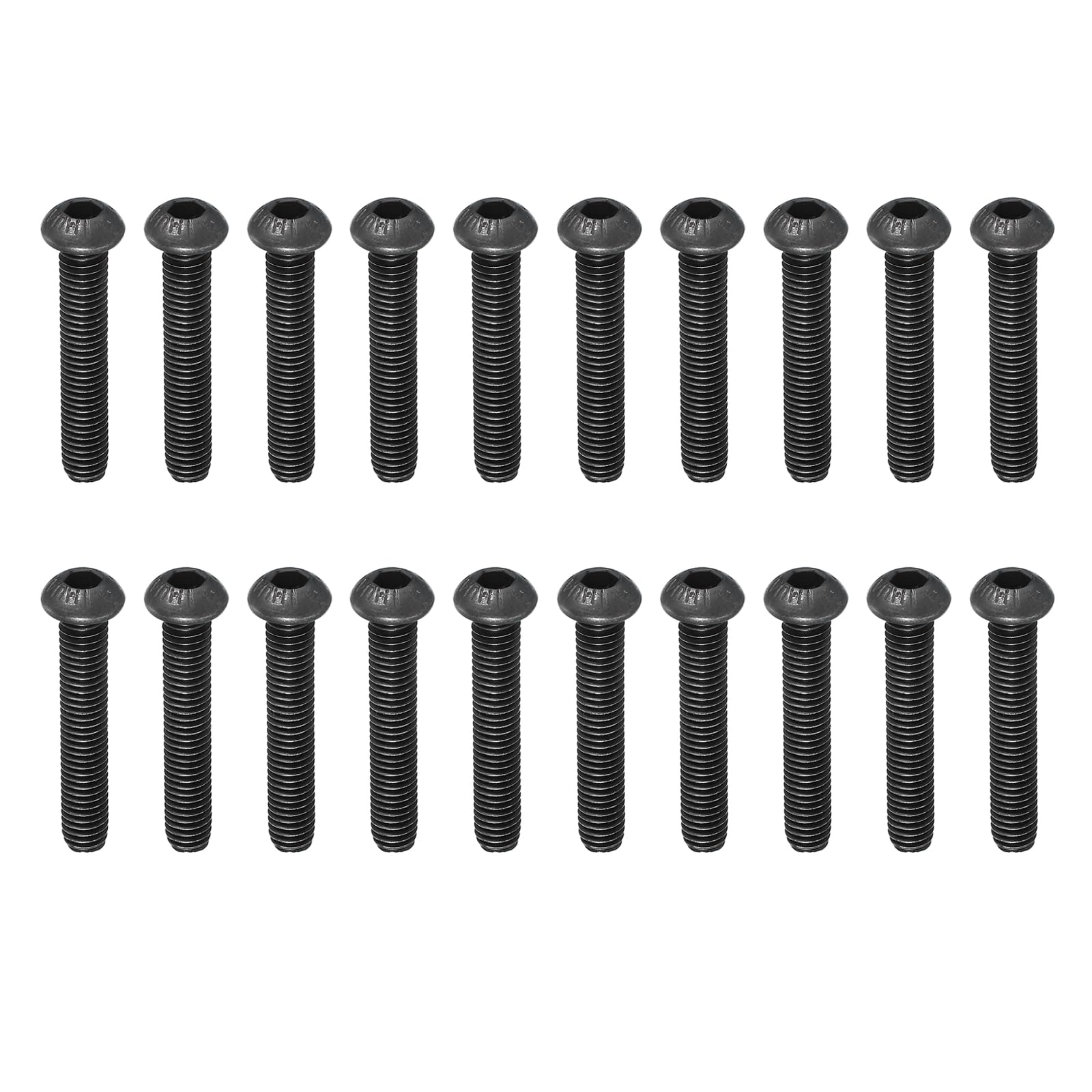 PATIKIL M6-1x38.5mm Button Head Socket Cap Bolts Screws, 20 Pcs 10.9 Grade Alloy Steel Hex Socket Cap Screws Hex Drive Full Machine Thread for Car Bike Ship Assembly Accessories