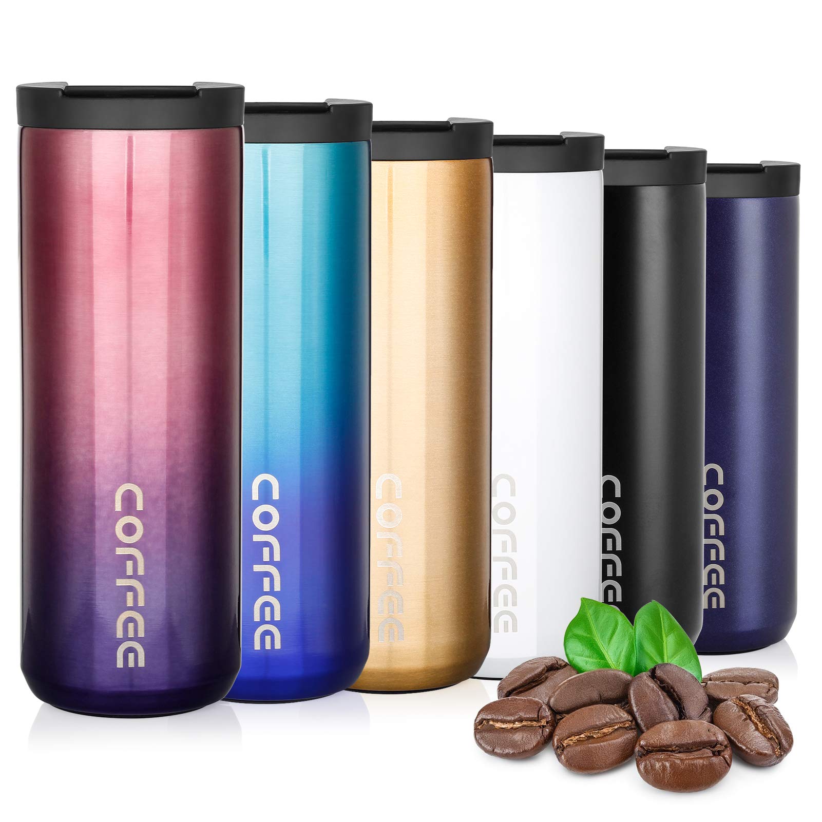 Lalafancy Insulated Coffee Cup 350ml/500ml Vacuum Double Walled Travel Mug Stainless Steel with Leakproof Lid, Car Coffee Mug for Hot and Cold Water and Tea