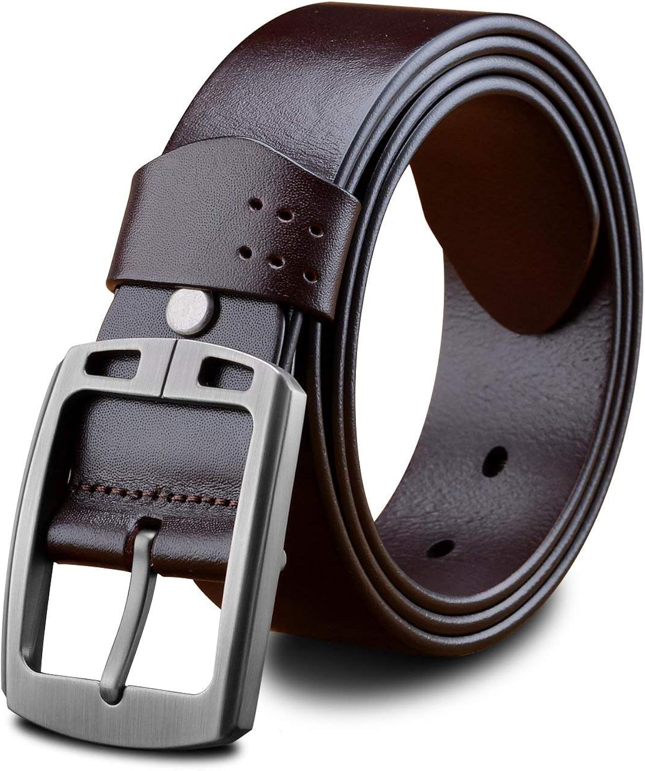 Men'S Waist Belt Italy Leather Smooth Twisted Buckle Belt Dress Easy