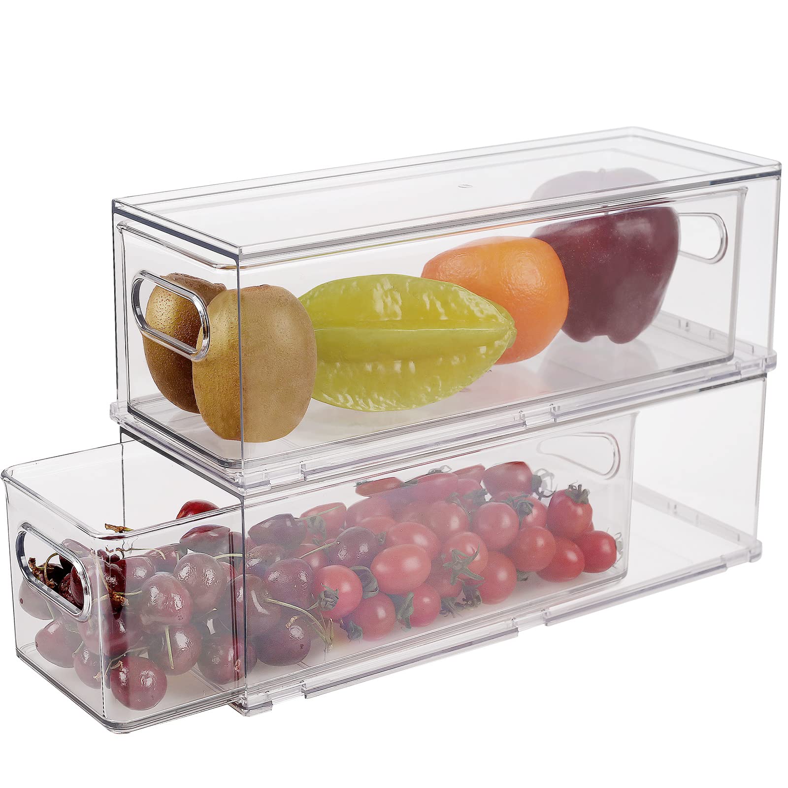 Photo 1 of ***MISSING 1 OF THEM***
Taiuloo 2 Pack Stackable Refrigerator Organizer Bins with Pull-Out Drawer, Clear BPA-Free Food Storage Containers for Fridge Freezer, Kitchen Pantry Cabinet & Bathroom Vanity Organization
