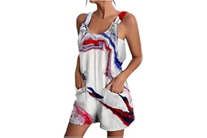 BNisBM Rompers for Women Casual Summer Outfits Adjustable Straps Baggy Short Overalls Loose Comfy Jumpsuit with Pockets
