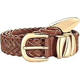 SUOSDEY Braided Leather Belt for Women, 1.2 inch Width Soft Woven Belt for Jeans Pants Dress