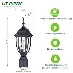 LIT-PaTH Outdoor Post Lighting Fixture Pole