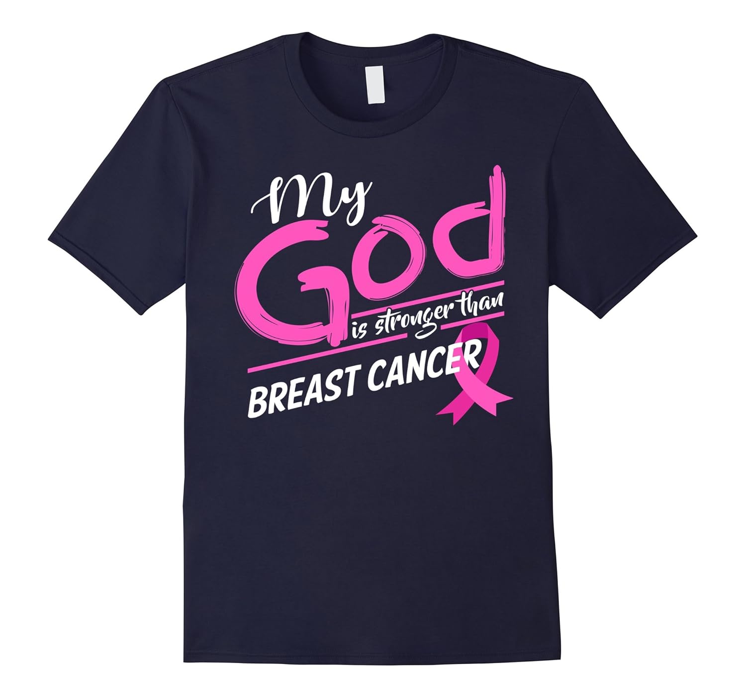 Pink Cancer Shirt- My God Is Stronger Than Breast Cancer Tee-ANZ