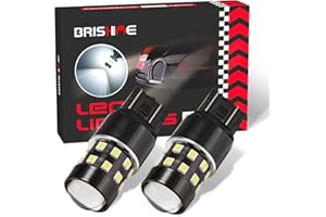 BRISHINE Super Bright 7443 7440 7444 7441 W21W T20 LED Bulbs Xenon White 24-SMD LED Chipsets with Projector for Backup Reverse Lights, Brake Tail Lights, Parking/Daytime Running Lights(Pack of 2)