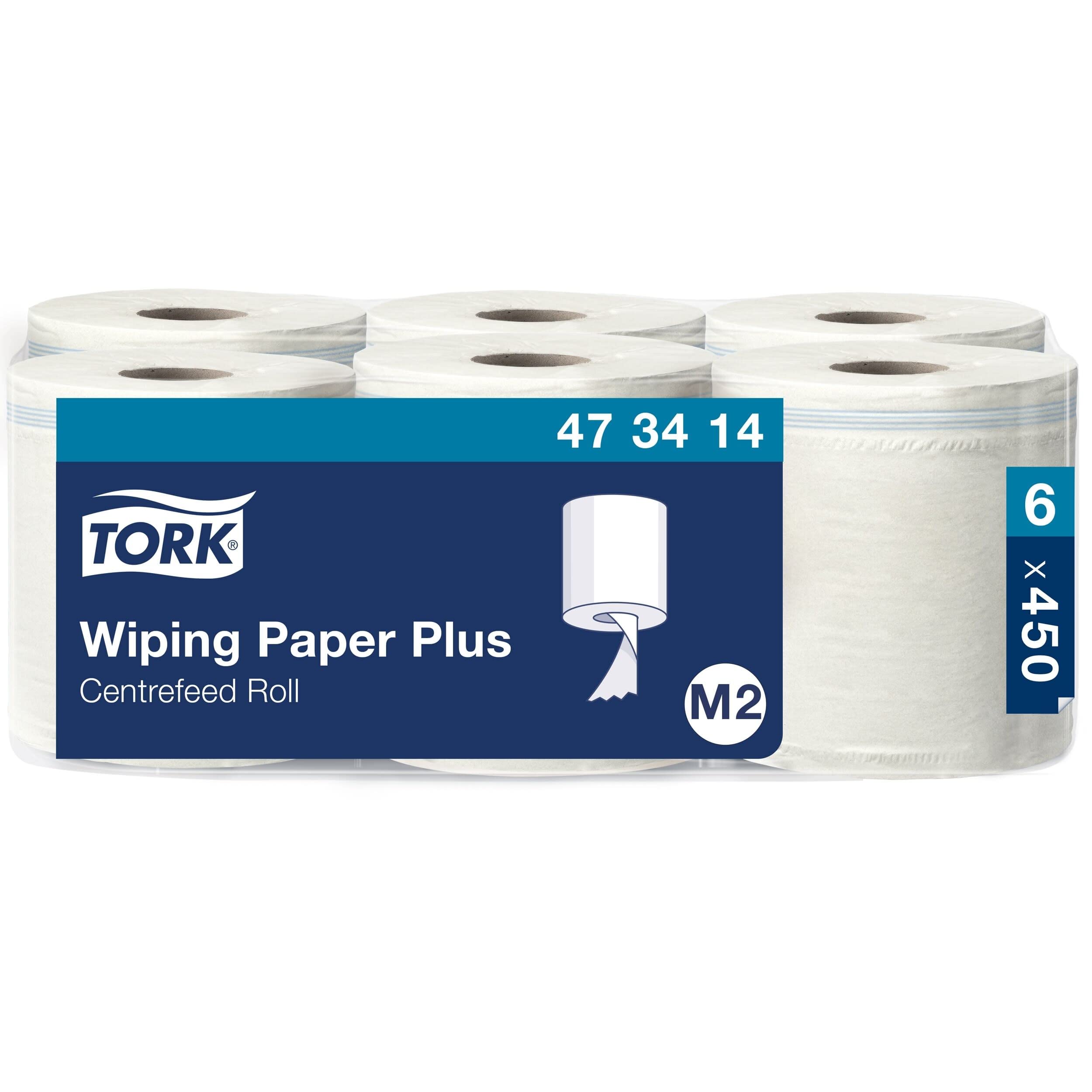 Tork 473414 Multipurpose Wiping Paper Towels/Paper Rolls Suitable for M2 Centrefeed System Big Dispensers/White / 6 x 150.7m / Ø 18cm