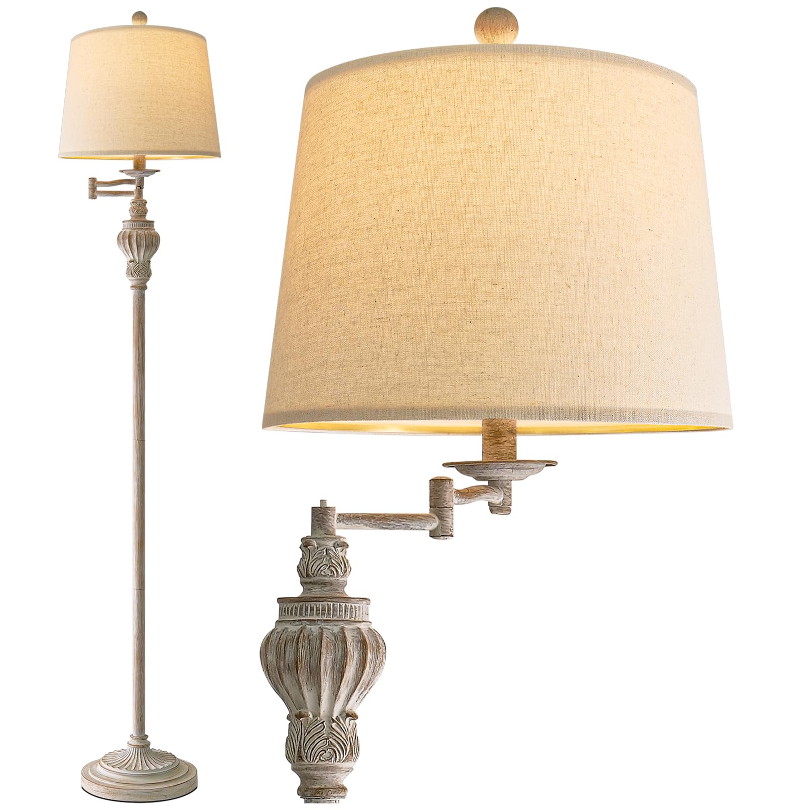 Photo 1 of G-SAFAVA 61" Vintage Floor Lamp with 350° Adjustable Swing Arm, Tall lamp Standing Lamp for Bedroom Living Room Bedside Nightstand Retro Farmhouse Mid Century Lamp Light Home Décor Office Gifts