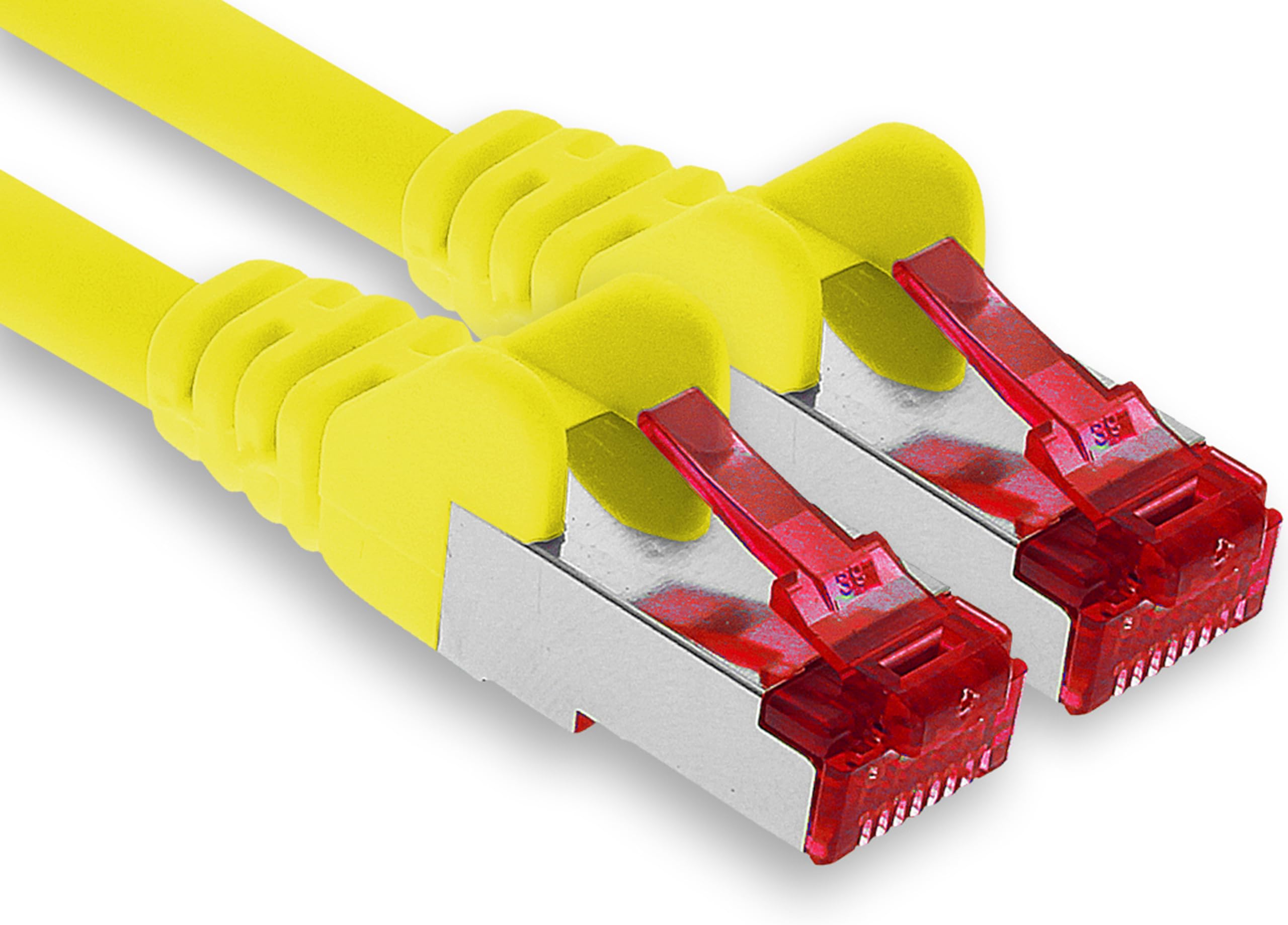 1aTTack.de - 1x 50m CAT6 patch cable S/FTP PIMF shielding CAT.6 RJ45 network cable Ethernet cable DSL LAN router switch modem patch panel - yellow - 1 piece