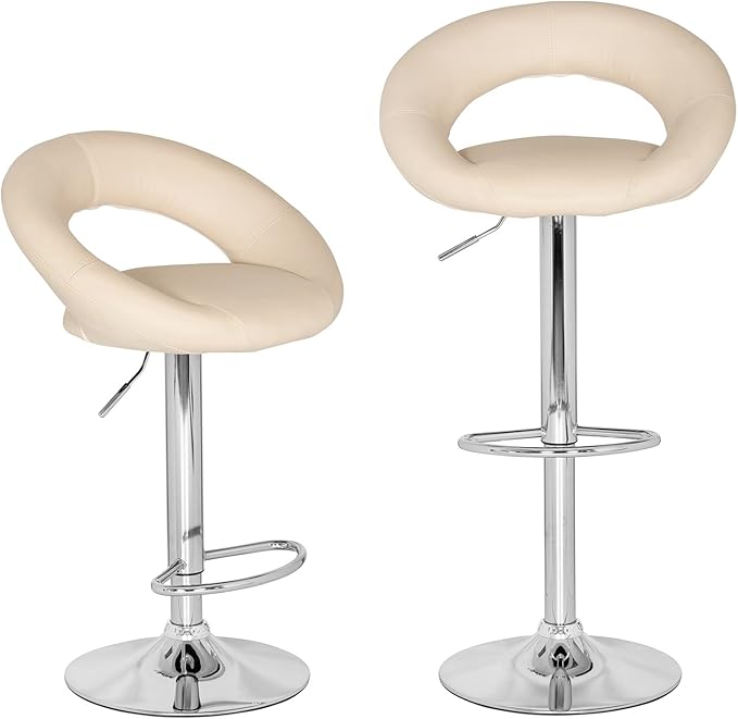 Bar Stool Bros Pair Eclipse Bar Stools Faux Leather Adjustable, 360