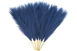 LWINGFLYER Navy Blue Faux Pampas Grass Decor 18-Inch Short 6 Stems Dried Flowers for Small Vase Boho Home Decor Wedding Bouquet Party Decoration Flower Arrangement Balloon Garland