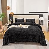 YUSOKI Queen Size Blanket Single Layer,Weight(4.4lb),370GMS-3D Stylish Design for Gift Home Decor (Black,90"x90")