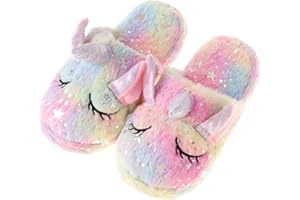 WAFUNNE Kids Unicorn Slippers for Boys Girls Fluffy House Slippers Indoor