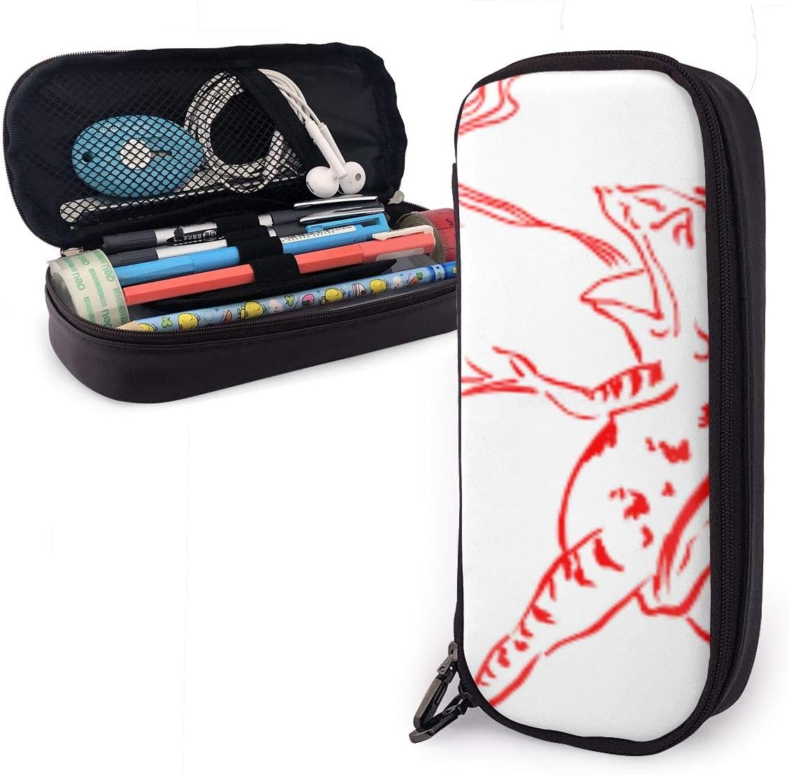 Amazon 筆箱 鳥獣戯画 カエル ウサギ 蛙 筆入れ ペンケース かわいい おしゃれ 大容量 ふでばこ Pencil Case 男の子 女の子 中学生 女子 韓国 化粧ポーチ 高校生 筆箱 文房具 文具 Puレザー ペンケース 文房具 オフィス用品