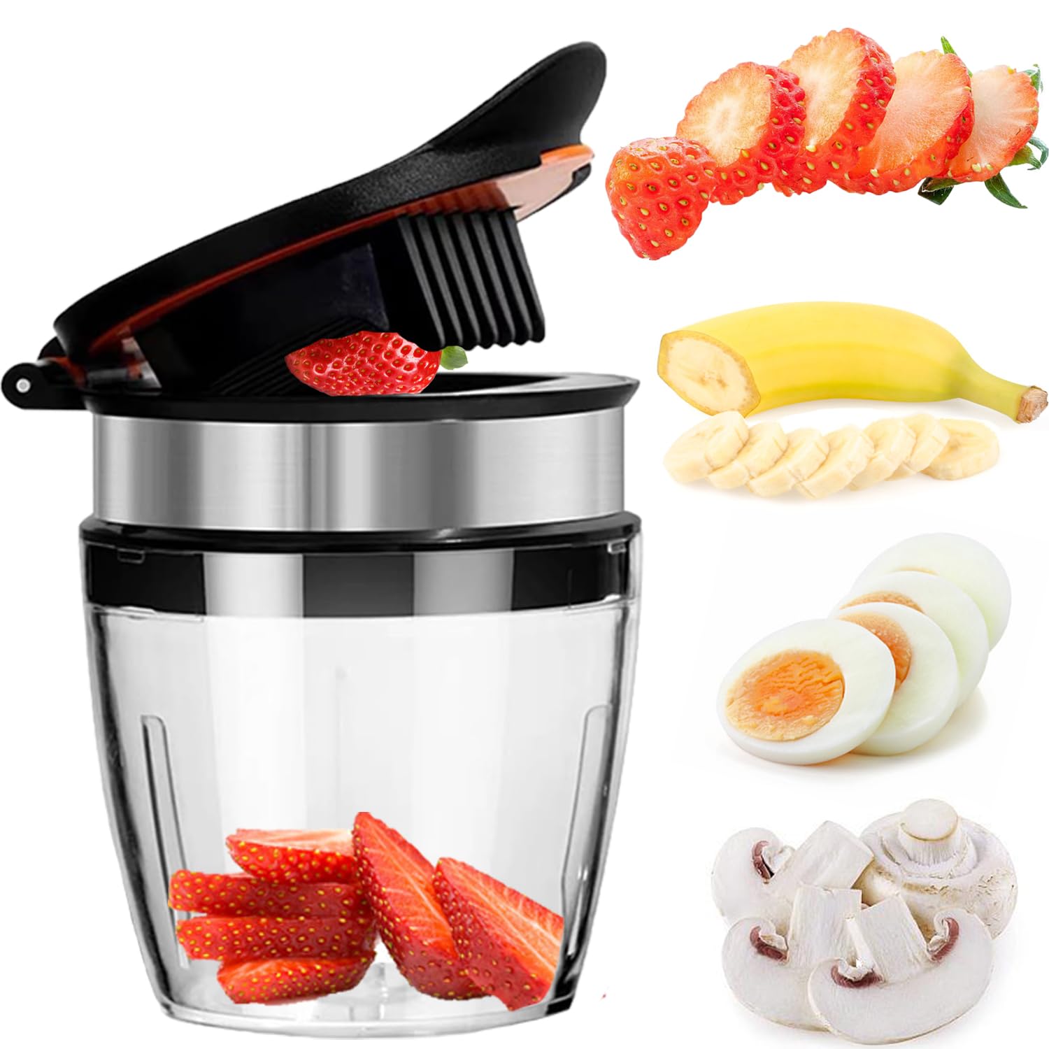 Photo 1 of JAYVAR Strawberry & Banana Slicer, Egg Cutter - Stainless Steel Fruit Slicer for Quick Salad Prep
