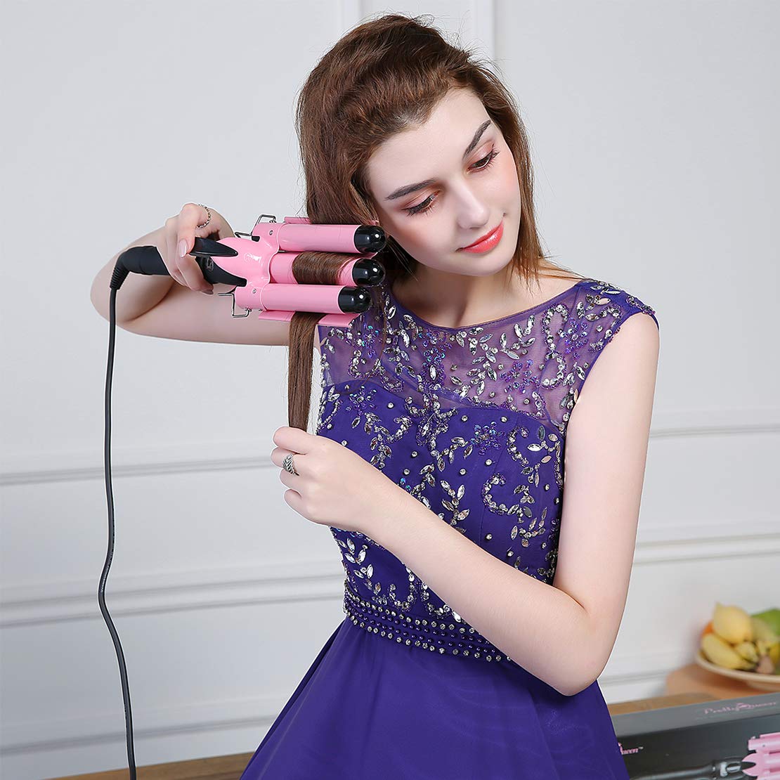 3 Barrel Curling Iron Wand 25mm Hair Waver Curler Iron, 1 inch Ceramic Tourmaline Triple Barrels, Hair Waving Styling Tools Crimping Tool for Deep Waves: Beauty