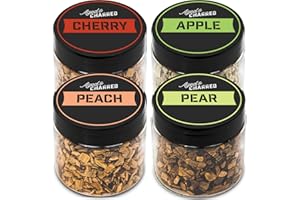 AGED & CHARRED 400 Cocktail Smoker Wood Chips Fruit 4 Pack – Apple, Cherry, Peach, Pear – Whiskey Smoker Wood Chips for BBQ, Bourbon & Cocktail Smoker Kit
