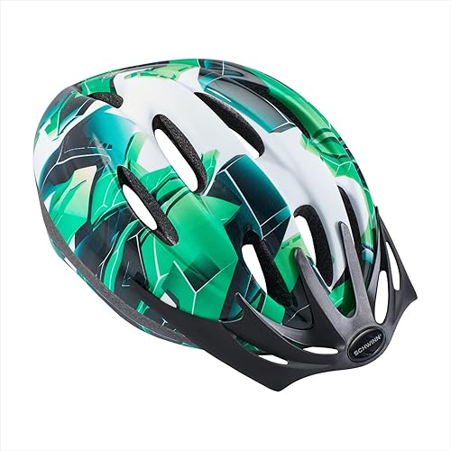 Schwinn Intercept Bike Helmet For youth Boys and Girls Ages to 13 Year  Old, Can Fit Head Circumference 54-58 cm, With 10 Vents, Snap On/Off Visor, 