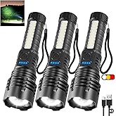 3Pack Rechargeable Flashlights, 7Mode Flashlights High Lumens, Super Bright LED Flashlight, Adjustable Tactical Flash Light, High Powered Flash Light, Handheld Flashlight for Home Emergency Camping